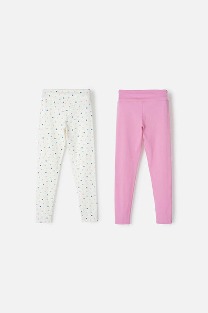 LEGGINS X2 DE MIC MULTICOLOR PARA NIÑA