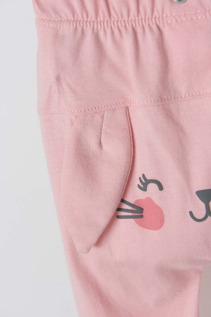 PIJAMA DE LITTLEMIC CON PANTALÓN LARGO VERDE Y PALO ROSA PARA BEBÉ NIÑA