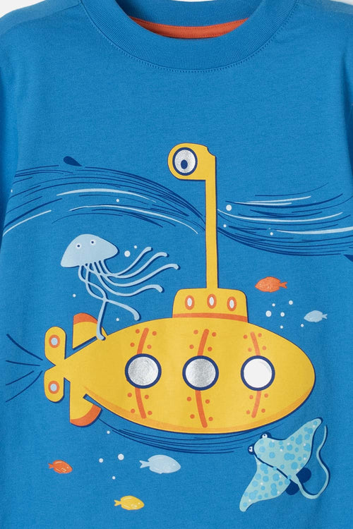 LITTLEMIC BLUE ROUND NECK T-SHIRT FOR BOYS 2T TO 5T