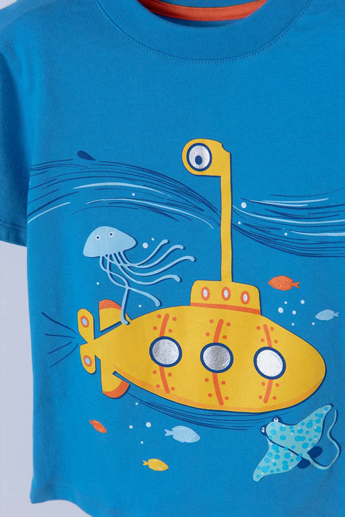 LITTLEMIC BLUE ROUND NECK T-SHIRT FOR BOYS 2T TO 5T