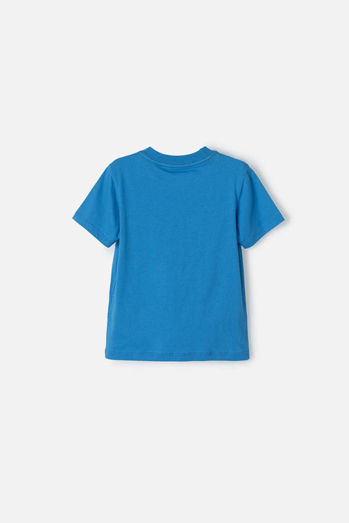 LITTLEMIC BLUE ROUND NECK T-SHIRT FOR BOYS 2T TO 5T