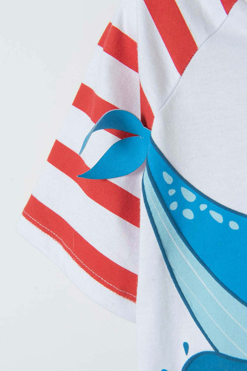 LITTLEMIC WHITE AND RED SHORT SLEEVE T-SHIRT FOR BOYS 2T TO 5T