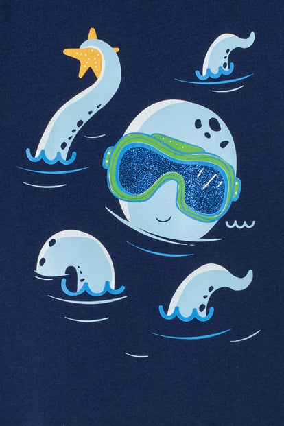 CAMISETA LITTLEMIC AZUL CUELLO REDONDO PARA NIÑO 2T A 5T