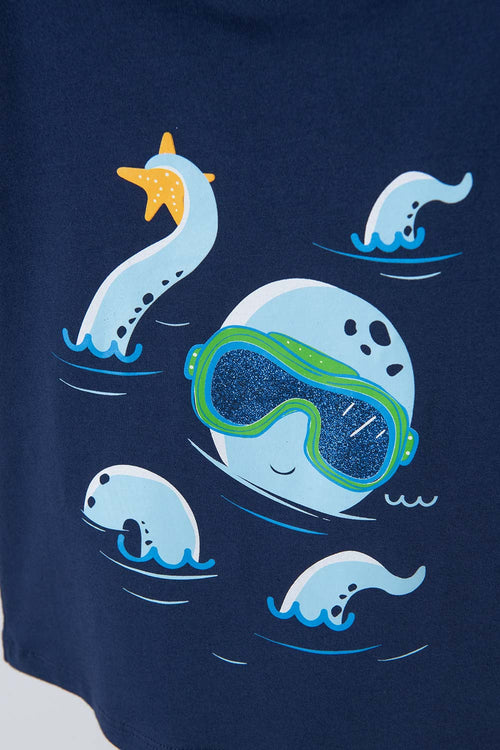 LITTLEMIC BLUE ROUND NECK T-SHIRT FOR BOYS 2T TO 5T