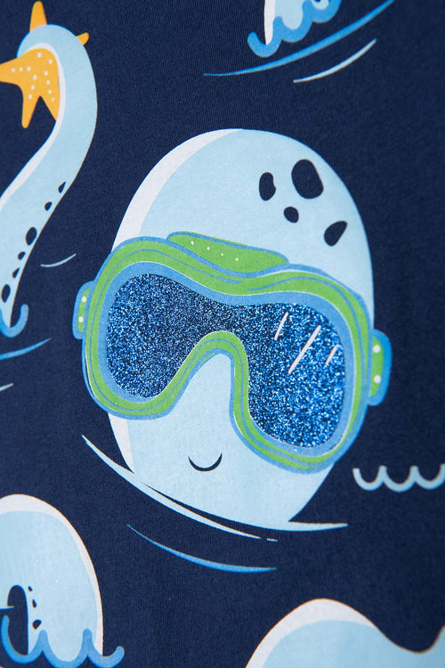 LITTLEMIC BLUE ROUND NECK T-SHIRT FOR BOYS 2T TO 5T