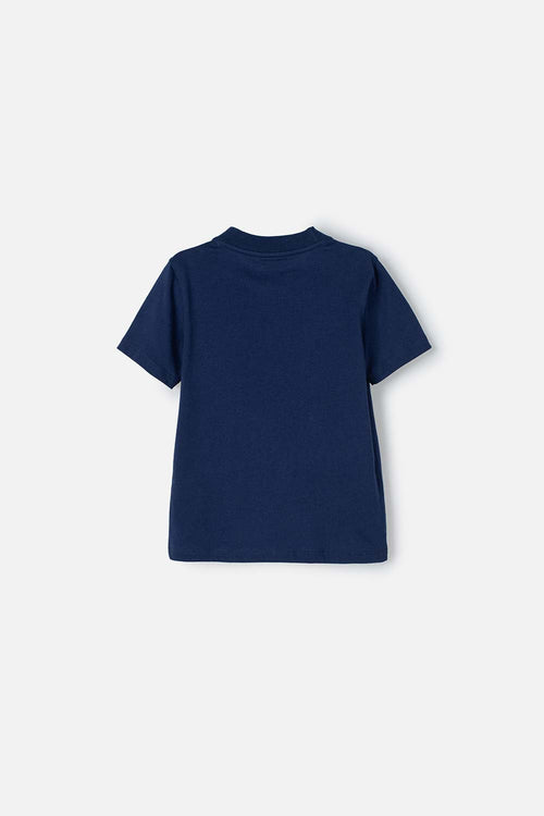 LITTLEMIC BLUE ROUND NECK T-SHIRT FOR BOYS 2T TO 5T