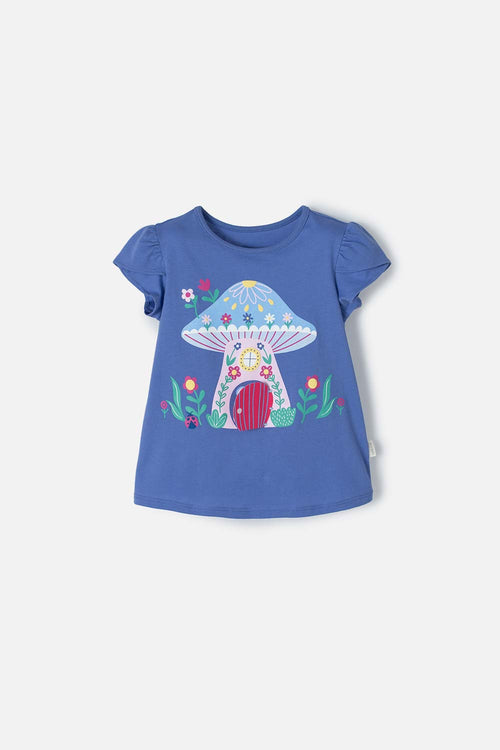LITTLEMIC BLUE PRINTED SHIRT FOR GIRLS SIZES 2T TO 5T