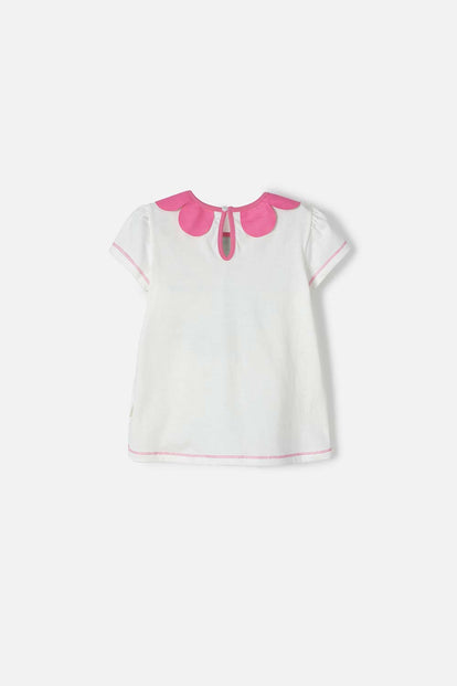 CAMISETA LITTLEMIC MARFIL CUELLO REDONDO PARA NIÑA 2T A 5T