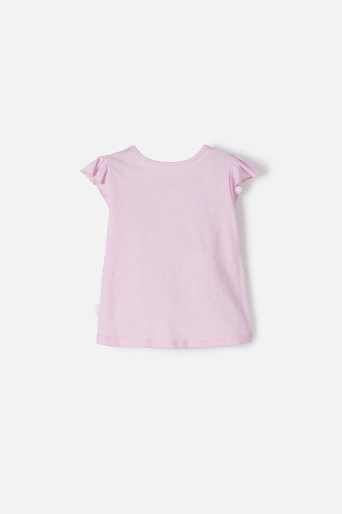 LITTLEMIC PINK T-SHIRT WITH FRONT PRINT FOR GIRLS 2T TO 5T
