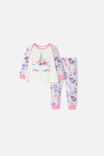 PIJAMA LITTLEMIC CON PANTALÓN LARGO MULTICOLOR PARA BEBÉ NIÑA