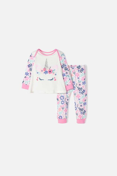 LITTLEMIC MULTICOLOR LONG PANT PAJAMAS FOR BABY GIRLS
