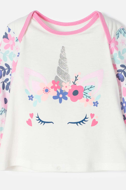 LITTLEMIC MULTICOLOR LONG PANT PAJAMAS FOR BABY GIRLS