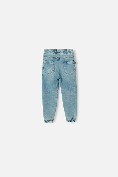 LITTLEMIC LIGHT BLUE DRAWSTRING JOGGERS FOR BOYS 2T-6T