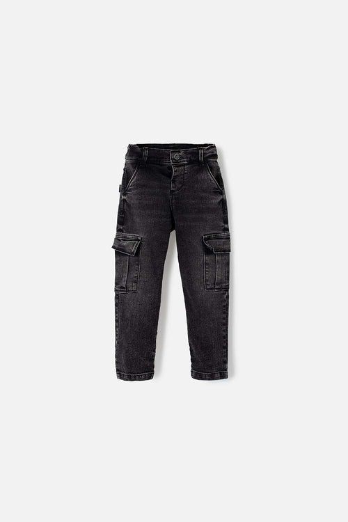 JEAN DARK WASH DENIM CARGO POCKETS FOR BOYS 2T TO 5T