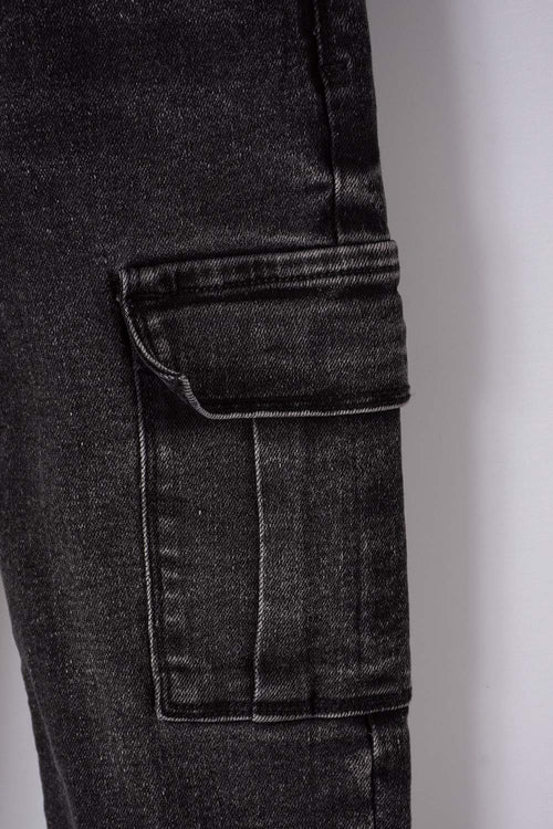 JEAN DARK WASH DENIM CARGO POCKETS FOR BOYS 2T TO 5T