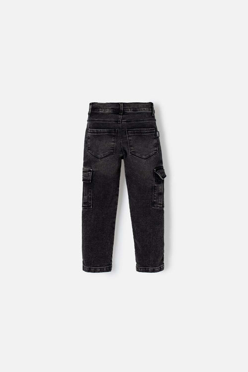 JEAN DARK WASH DENIM CARGO POCKETS FOR BOYS 2T TO 5T