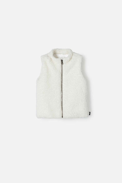 CHALECO LITTLEMIC MARFIL AFELPADO PARA NIÑA 2T A 5T