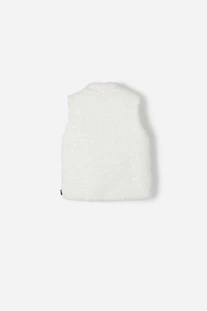 CHALECO LITTLEMIC MARFIL AFELPADO PARA NIÑA 2T A 5T