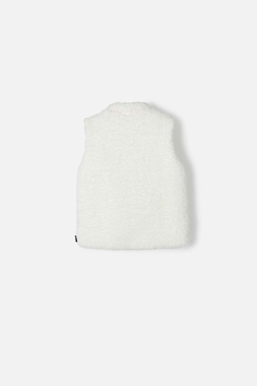 LITTLEMIC IVORY FLEECE VEST FOR GIRLS 2T TO 5T