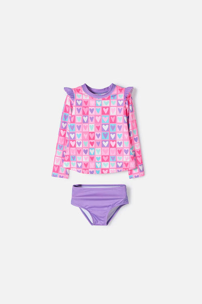 VESTIDO DE BAÑO LITTLEMIC MULTICOLOR DE DOS PIEZAS PARA NIÑA 2T A 5T