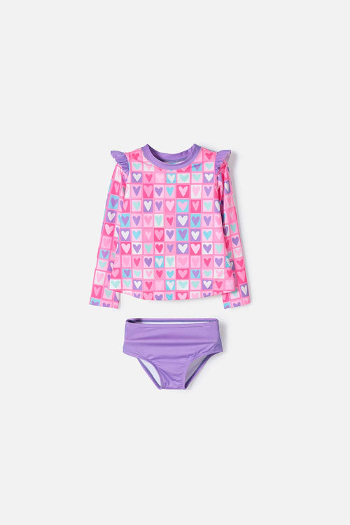 LITTLEMIC MULTICOLOR TWO-PIECE SWIMSUIT FOR GIRLS 2T TO 5T