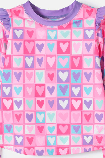 VESTIDO DE BAÑO LITTLEMIC MULTICOLOR DE DOS PIEZAS PARA NIÑA 2T A 5T