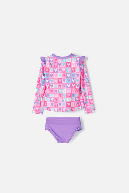 VESTIDO DE BAÑO LITTLEMIC MULTICOLOR DE DOS PIEZAS PARA NIÑA 2T A 5T