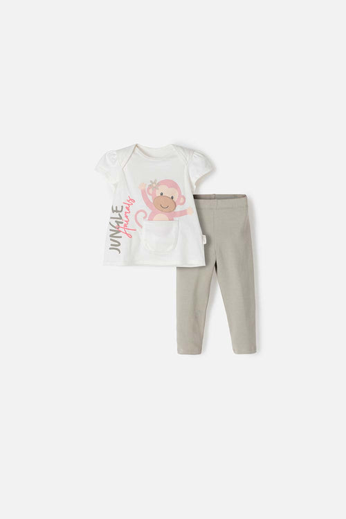 LITTLEMIC GREEN LONG PANTS SET FOR BABY GIRL
