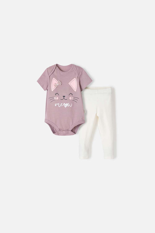 LITTLEMIC SET WITH LILAC BODYSUIT FOR BABY GIRL