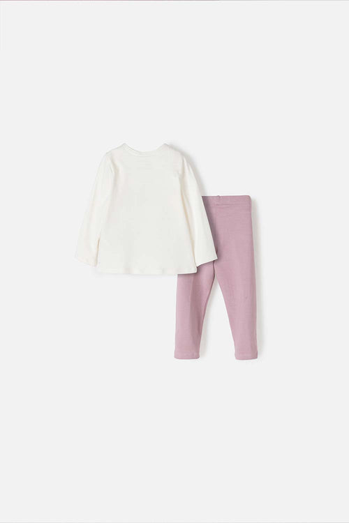 LITTLEMIC LILAC LONG PANTS SET FOR BABY GIRL