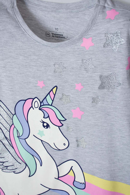 CAMISETA DE MIC MANGA CORTA GRIS PARA NIÑA