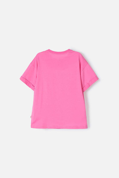 CAMISETA DE MIC MANGA CORTA ROSADA PARA NIÑA