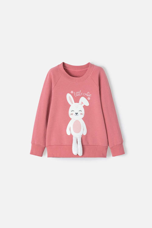 LITTLEMIC GIRLS' OLD PINK CLOSED SWEATSHIRT 2T TO 5T