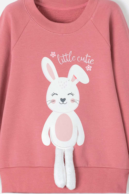 LITTLEMIC GIRLS' OLD PINK CLOSED SWEATSHIRT 2T TO 5T