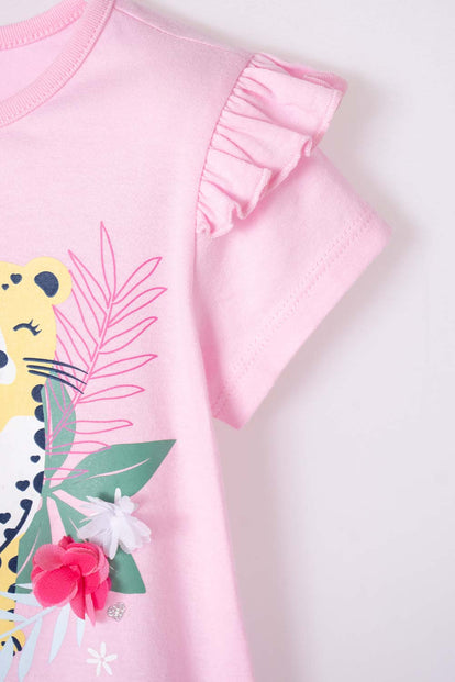 CONJUNTO DE LITTLEMIC ROSADO DE MANGAS CON BOLEROS PARA NIÑA 2T A 5T