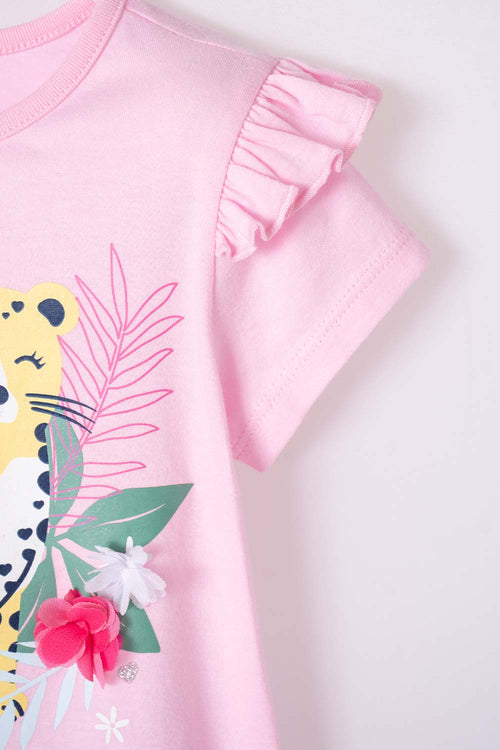 PINK LITTLEMIC RUFFLE SLEEVE SET FOR GIRLS 2T TO 5T