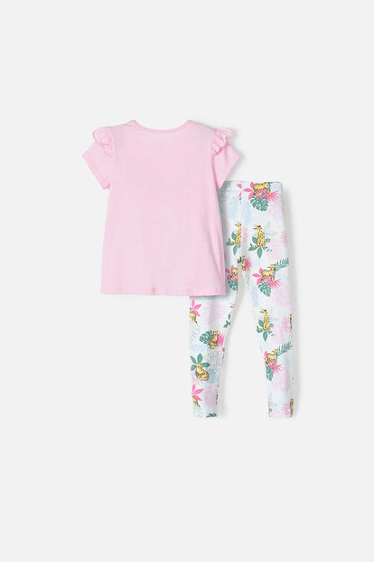CONJUNTO DE LITTLEMIC ROSADO DE MANGAS CON BOLEROS PARA NIÑA 2T A 5T