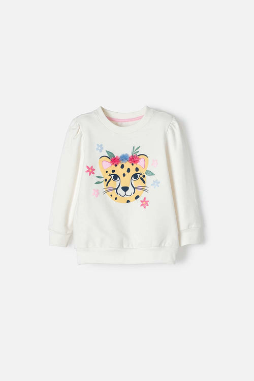 LITTLEMIC IVORY CLOSED DESIGN SWEATER FOR GIRL 2T TO 5T