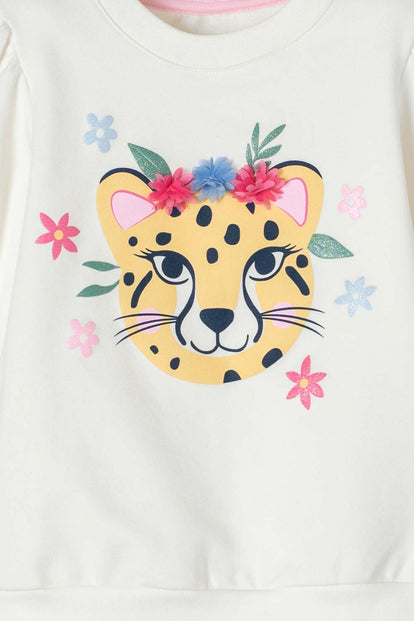 BUZO DE LITTLEMIC MARFIL DE DISEÑO CERRADO PARA NIÑA 2T A 5T
