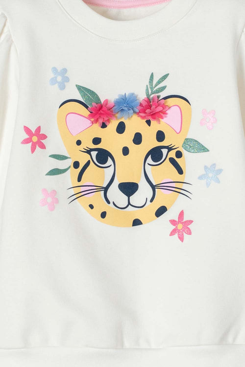 LITTLEMIC IVORY CLOSED DESIGN SWEATER FOR GIRL 2T TO 5T