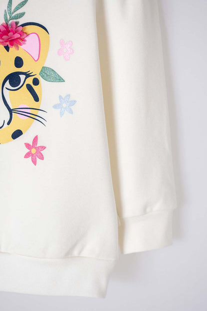 BUZO DE LITTLEMIC MARFIL DE DISEÑO CERRADO PARA NIÑA 2T A 5T
