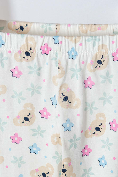 LITTLEMIC PAJAMAS WITH LONG IVORY AND PINK PANTS FOR GIRL 2T TO 5T