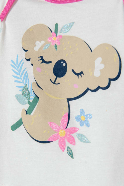 PIJAMA DE LITTLEMIC MARFIL Y ROSADA DE PANTALÓN LARGO PARA BEBÉ NIÑA