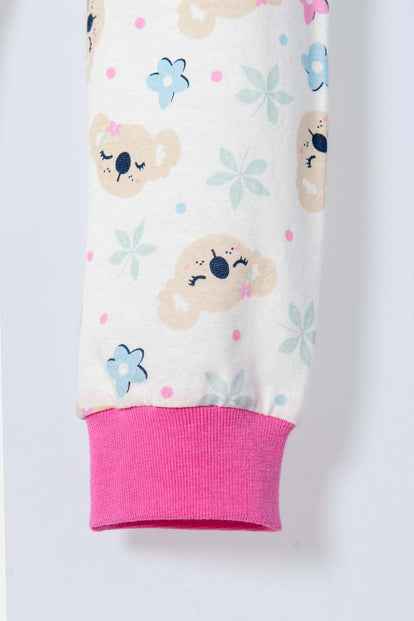 PIJAMA DE LITTLEMIC MARFIL Y ROSADA DE PANTALÓN LARGO PARA BEBÉ NIÑA