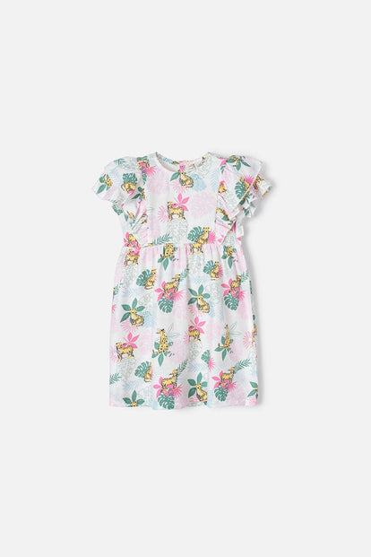 VESTIDO DE LITTLEMIC MULTICOLOR MANGA CORTA PARA NIÑA 2T A 5T