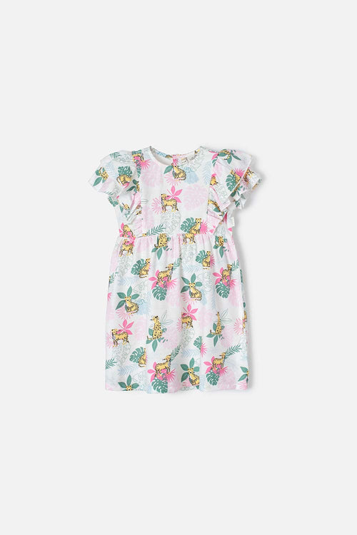 LITTLEMIC MULTICOLOR SHORT SLEEVE DRESS FOR GIRLS 2T TO 5T