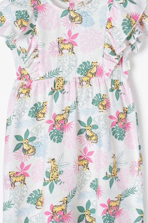 LITTLEMIC MULTICOLOR SHORT SLEEVE DRESS FOR GIRLS 2T TO 5T
