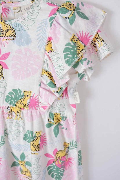VESTIDO DE LITTLEMIC MULTICOLOR MANGA CORTA PARA NIÑA 2T A 5T