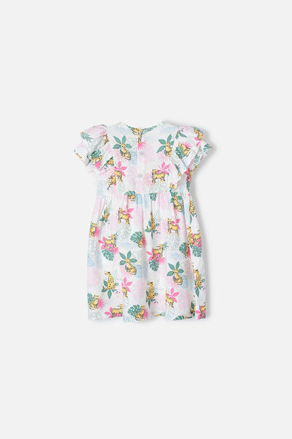 VESTIDO DE LITTLEMIC MULTICOLOR MANGA CORTA PARA NIÑA 2T A 5T