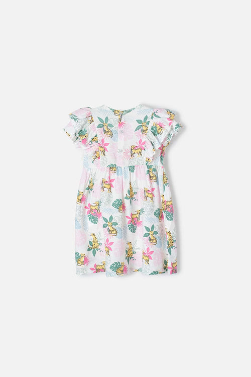 LITTLEMIC MULTICOLOR SHORT SLEEVE DRESS FOR GIRLS 2T TO 5T